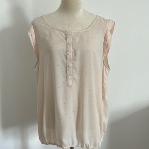 Loft Peach Polka Dot Flutter Sleeveless Blouse